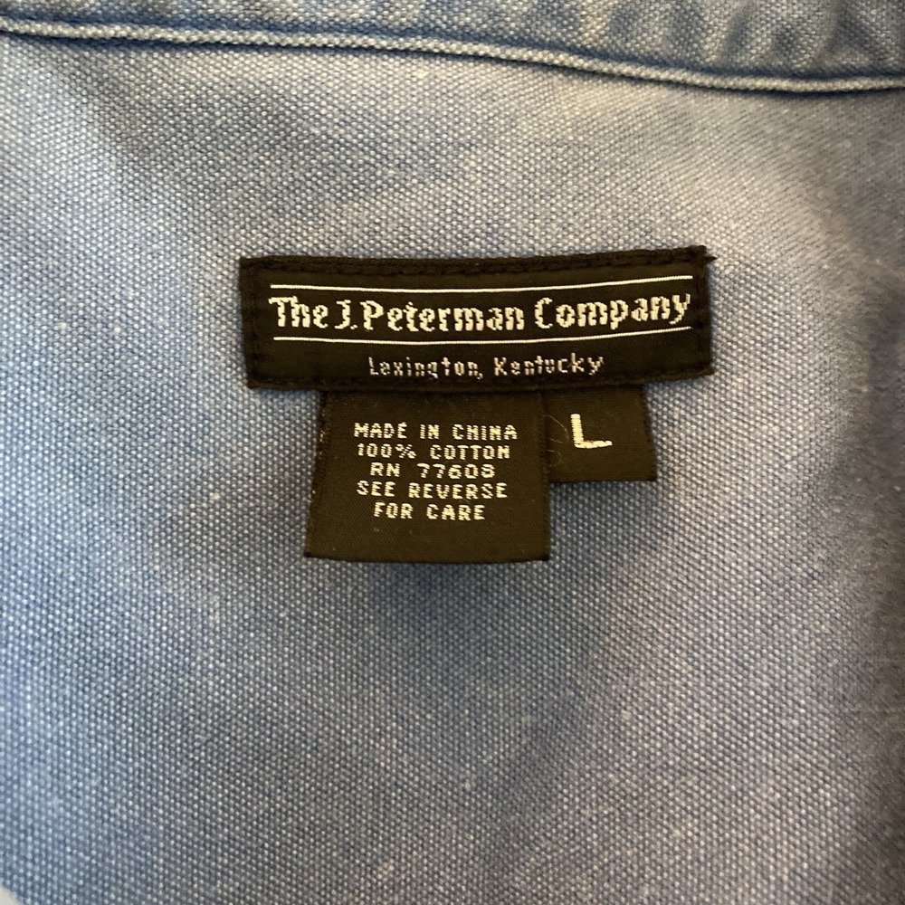 Vtg J Peterman Thick Flannel Button Up Shirt Mens Large Blue 90's 80's - Picture 5 of 8